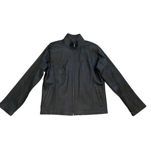 Cotacachi - Ecuador Mens Black Leather Moto Jacket Size Medium Grunge Cafe Coat